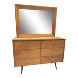 Paul McCobb Mid-Century Modern Dresser With Matching Mirror
