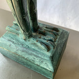 1970s Verdigris Wooden Bird Sculpture