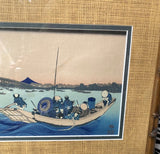 Asian Bamboo Frame Ocean Painting