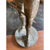 1970s Military Soldier Bronze Sculpture on Stand