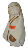 Gold and Orange Hand Painted Ceramic Kokeshi Doll