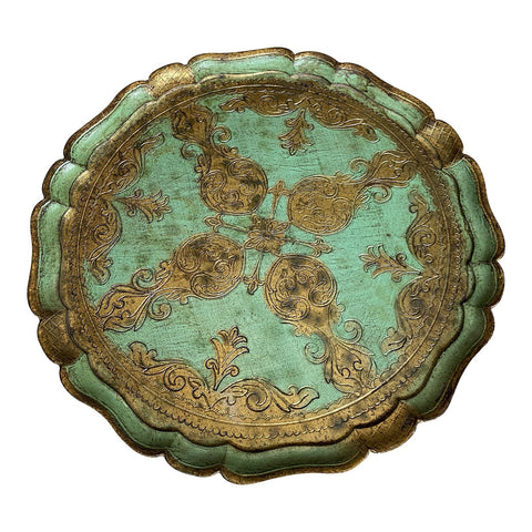 1970s Florentine Large Green Serving Tray