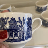 1970s English Chinoiserie Tea Cups - Set of 9 - FREE SHIPPING!