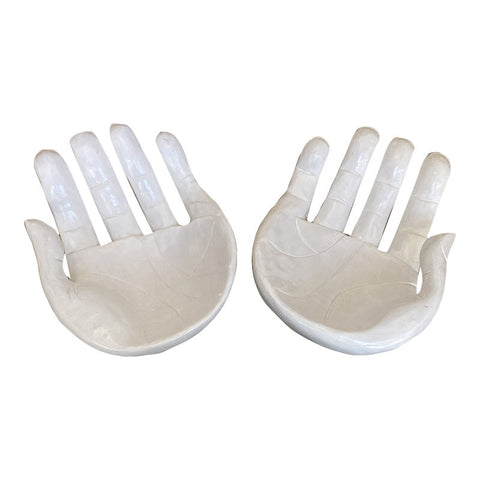 1970s Minimalist White Hand Bowls- a Pair