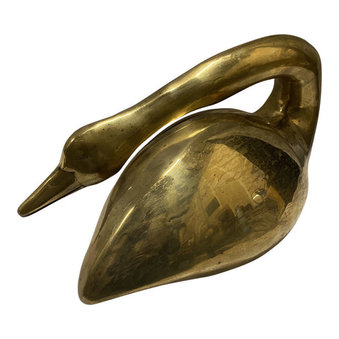 Art Deco Solid Brass Duck With Curved Neck Details