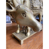 Kamdhenu Solid Brass Cow Statue With Lakshmi Engraving