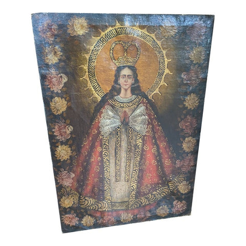 Late 19th Century Madonna Portrait Oil Painting on Canvas