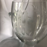 Monogram “M” Glass Decanter and Stemmed Cups - 6 Pieces - FREE SHIPPING!