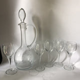 Monogram “M” Glass Decanter and Stemmed Cups - 6 Pieces - FREE SHIPPING!