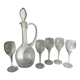 Monogram “M” Glass Decanter and Stemmed Cups - 6 Pieces - FREE SHIPPING!