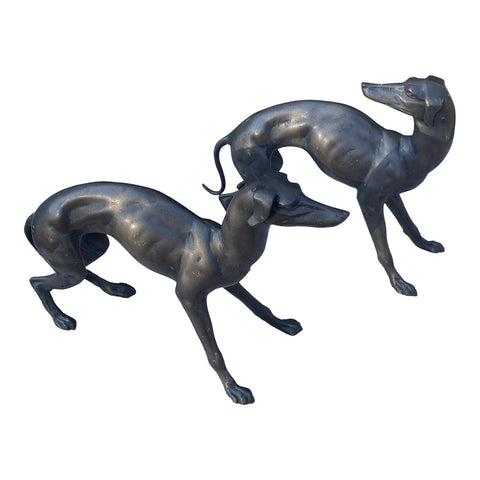 Metal Whippet Figurines - a Pair - FREE SHIPPING!