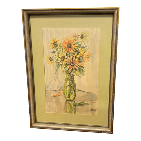 Original Sunflower Watercolor Painting by A. Lucas - FREE SHIPPING!