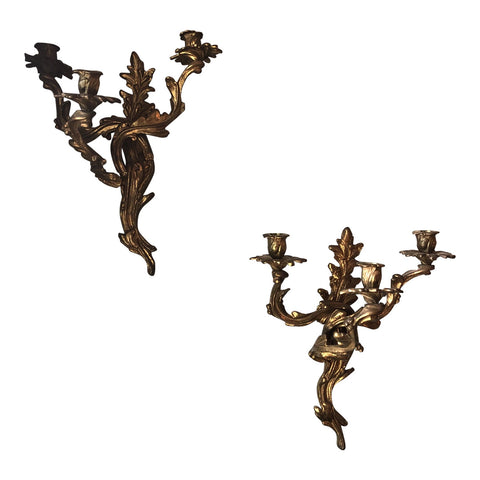 Pair of French Scrolling Art Nouveau Sconces - FREE SHIPPING!