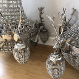 Vintage Warm Silver Stag Deer Chandeliers - a Pair - FREE SHIPPING!