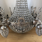 Vintage Warm Silver Stag Deer Chandeliers - a Pair - FREE SHIPPING!