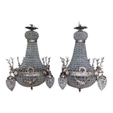 Vintage Warm Silver Stag Deer Chandeliers - a Pair - FREE SHIPPING!