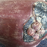 Rustic Terra Cotta Grape Detail Clay Vase