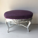 1970s Vintage Purple and Silver Ottoman With X Base Detail - FREE SHIPPING!