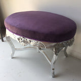 1970s Vintage Purple and Silver Ottoman With X Base Detail - FREE SHIPPING!