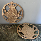 Southern Pineapple Brass Trivet Coasters - a Pair - FREE SHIPPING!