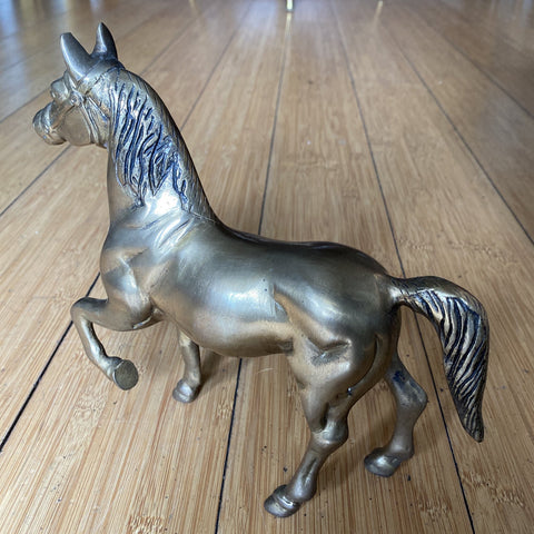Vintage Brass Horse and Sulky Figure