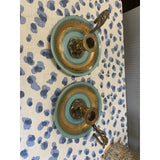Vintage Tiffany Blue Bavarian German Candleholders- a Pair