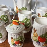 Vintage Vegetables Tea Set With Salt & Pepper Shakers - Set of 9 - FREE SHIPPING!