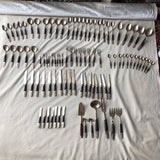 Vintage Wood and Brass Flatware - 93 Pieces - FREE SHIPPING!