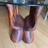 Wooden Cupped Hands Coffee Table With Glass Top** - FREE SHIPPING!