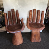 Wooden Pedro Friedeberg Style Hand Chairs - a Pair