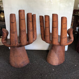 Wooden Pedro Friedeberg Style Hand Chairs - a Pair